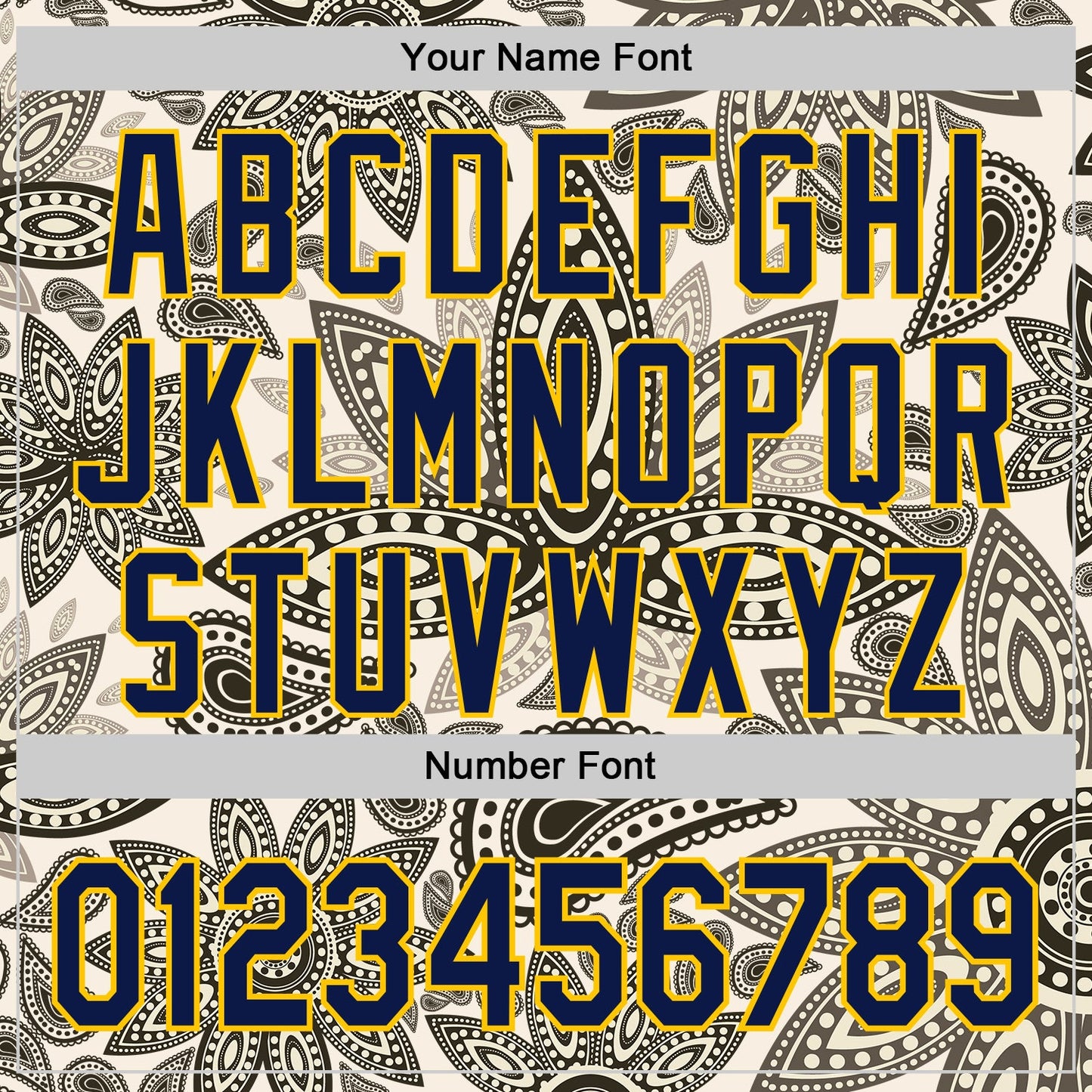 Custom Cream Navy-Yellow 3D Pattern Design Burner Costumes Paisley Bandana Authentic Baseball Jersey