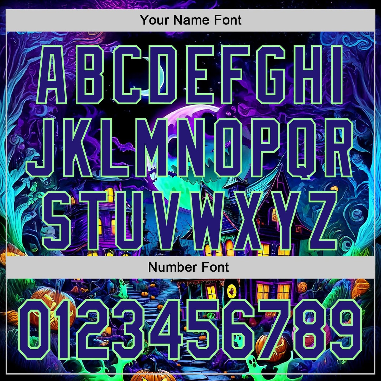 Custom Black Dark Purple-Pea Green 3D Halloween Spooky Pumpkin Authentic Baseball Jersey