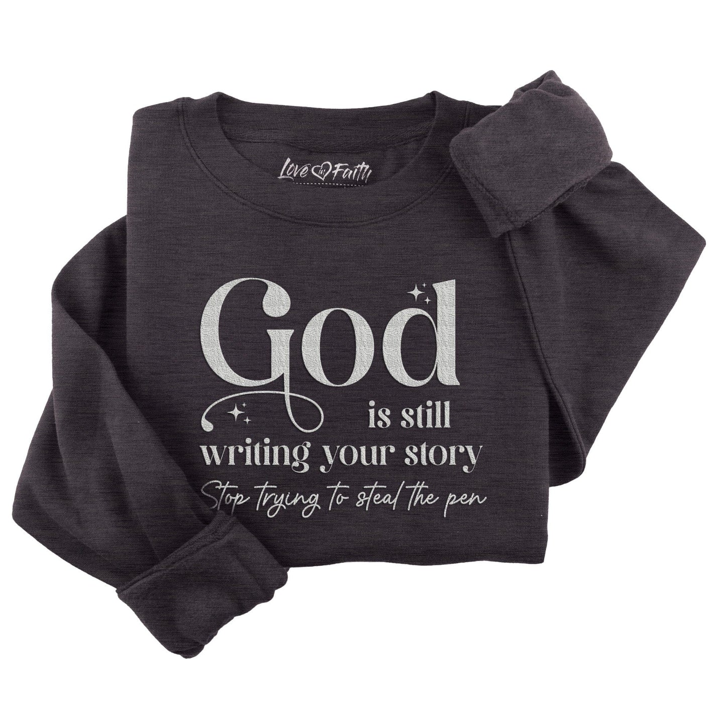 Embroidered God is Still Writing Sweatshirt - 5