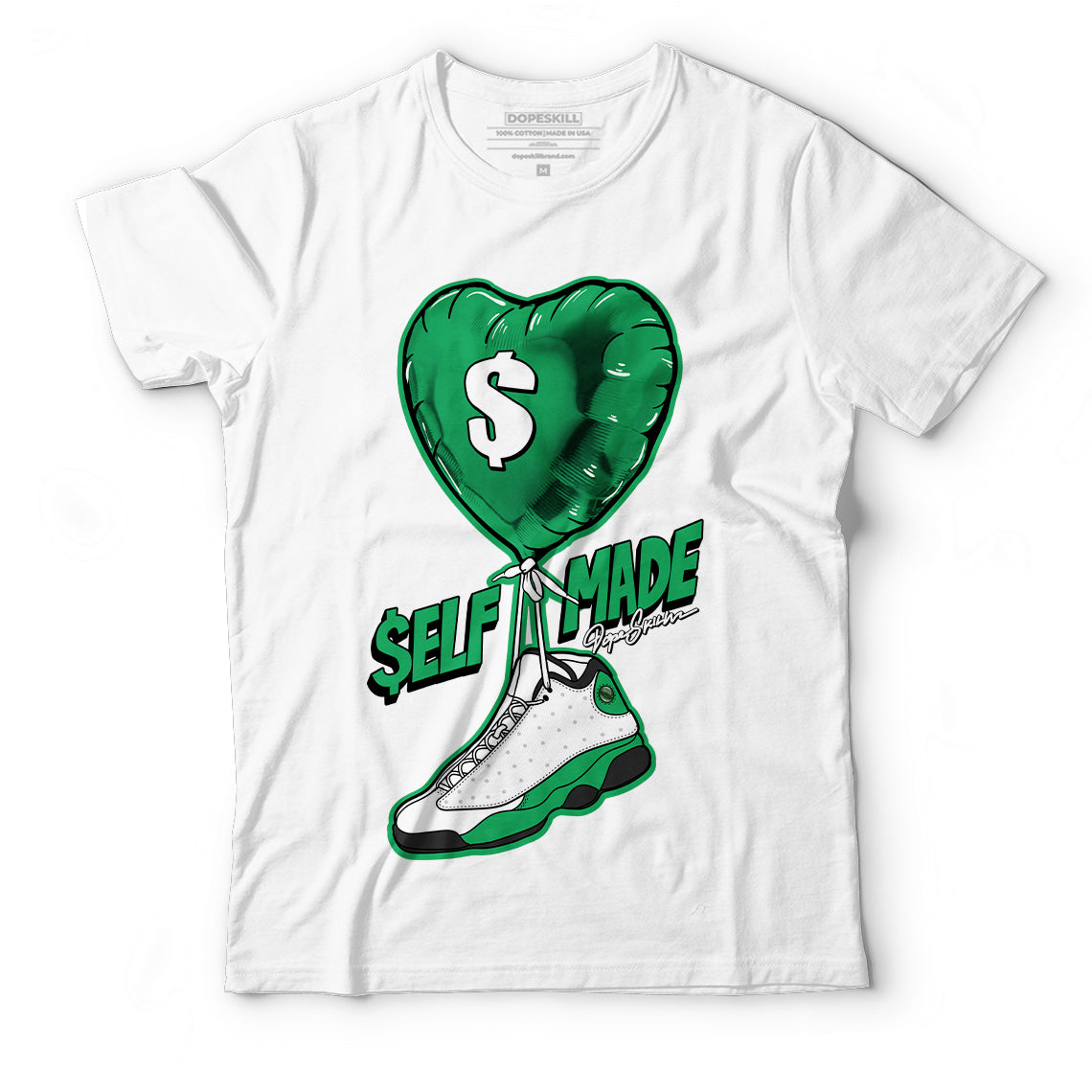 AJ 13 Lucky Green DopeSkill T-Shirt Self Made Graphic