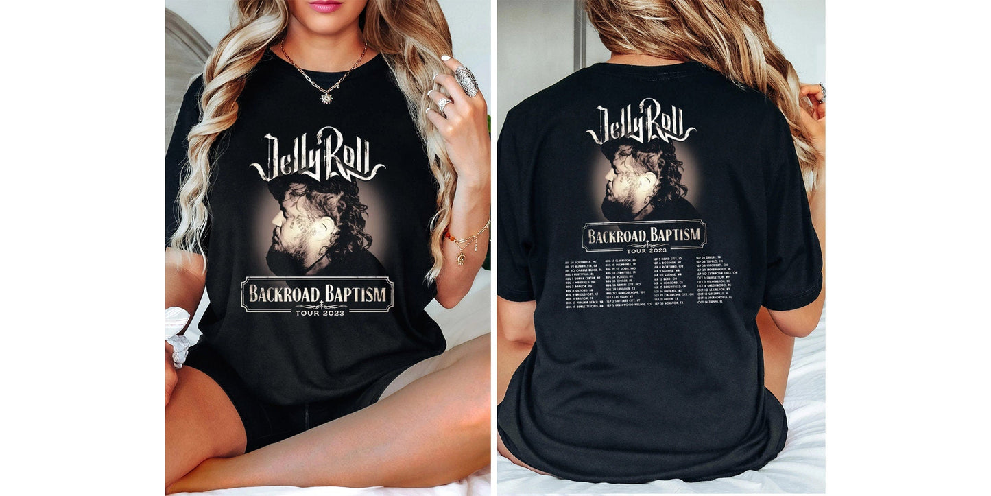 Jelly Roll T Shirt, Jelly Roll Backroad Baptism 2023 Tour Shirt