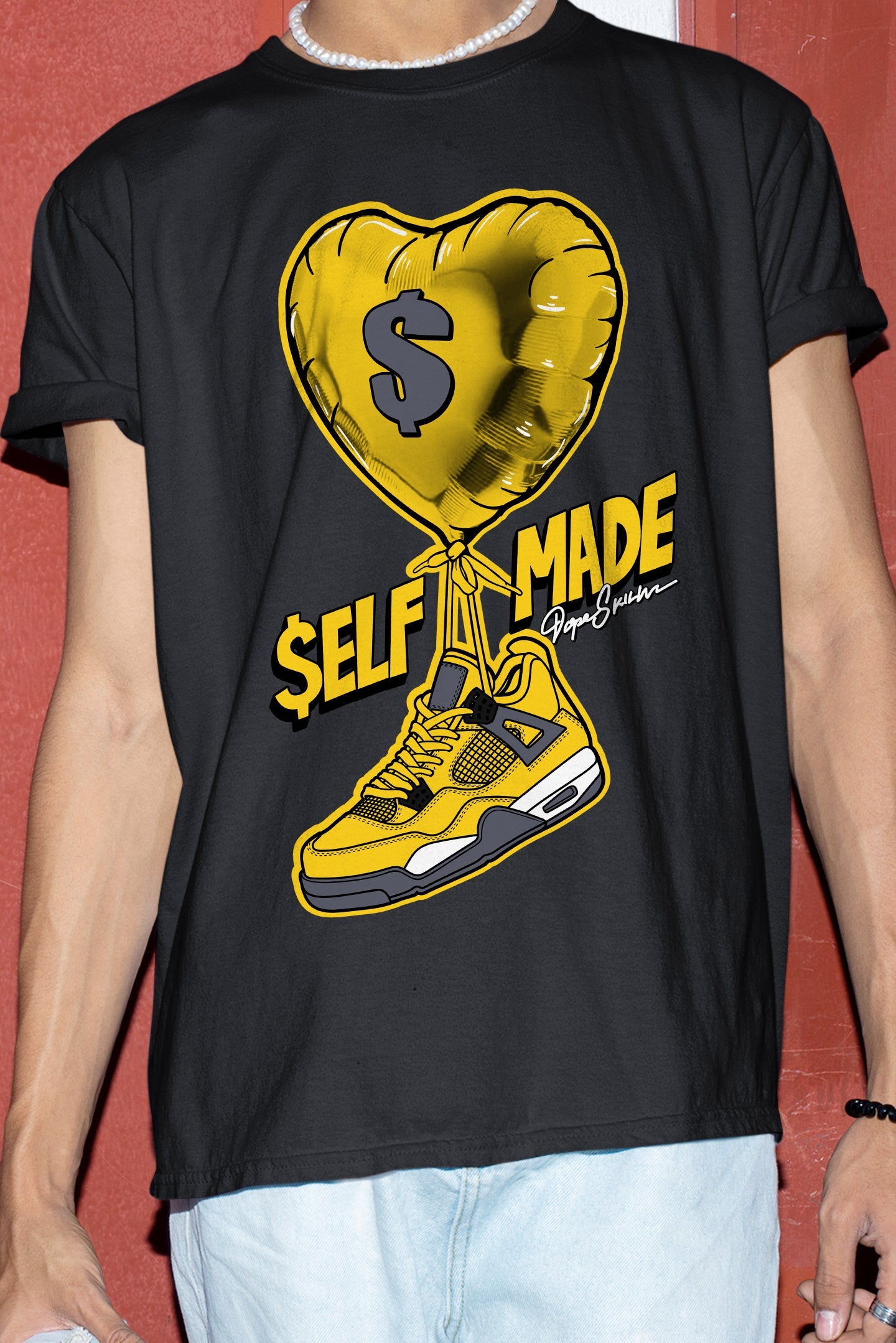 AJ 4 Lightning DopeSkill T-Shirt Self Made Graphic