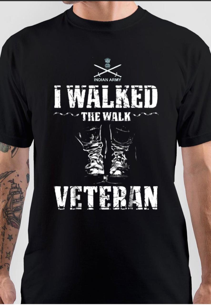 Indian Army The Walk Half Sleeve Black T-Shirt