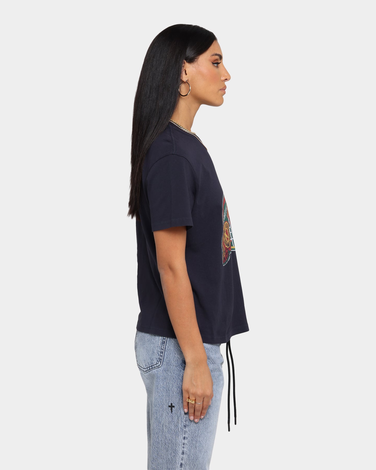 Mitchell & Ness Women's Seattle Sonics Oversized Logo HWC Vintage T-Shirt Faded Black
