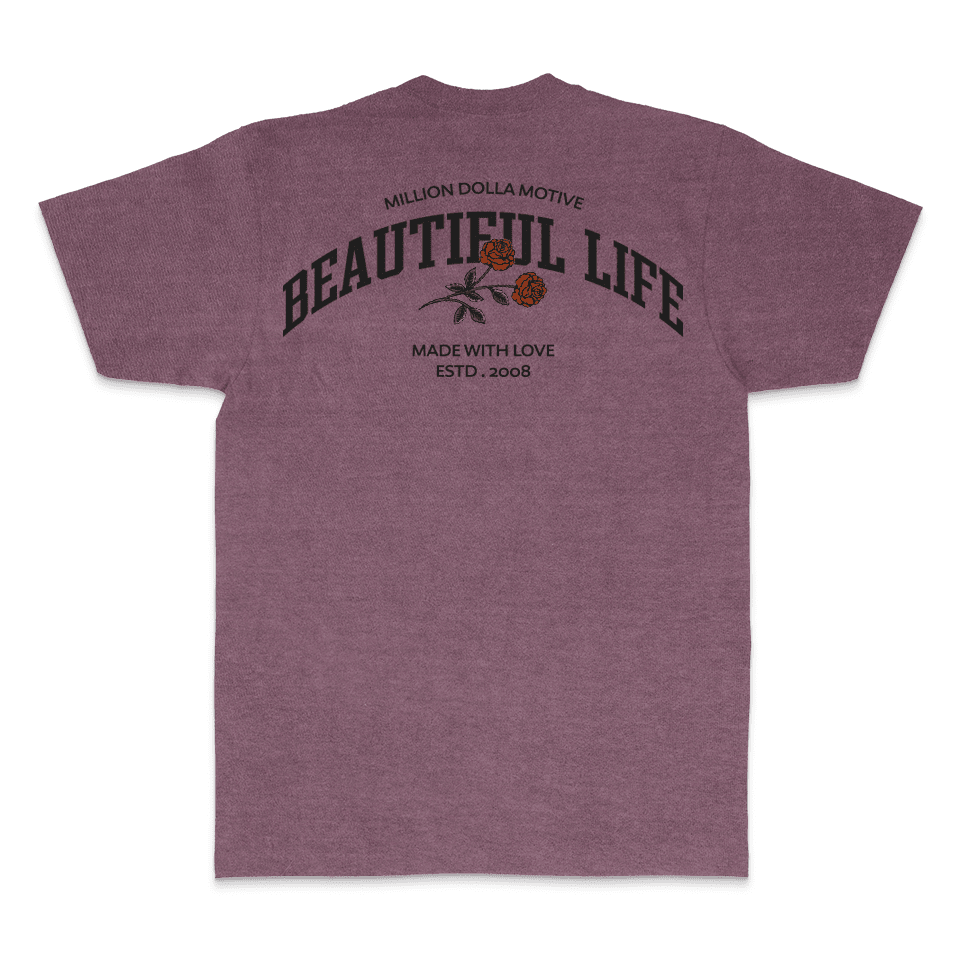 Beautiful Life - Maroon Vintage Dye T-Shirt