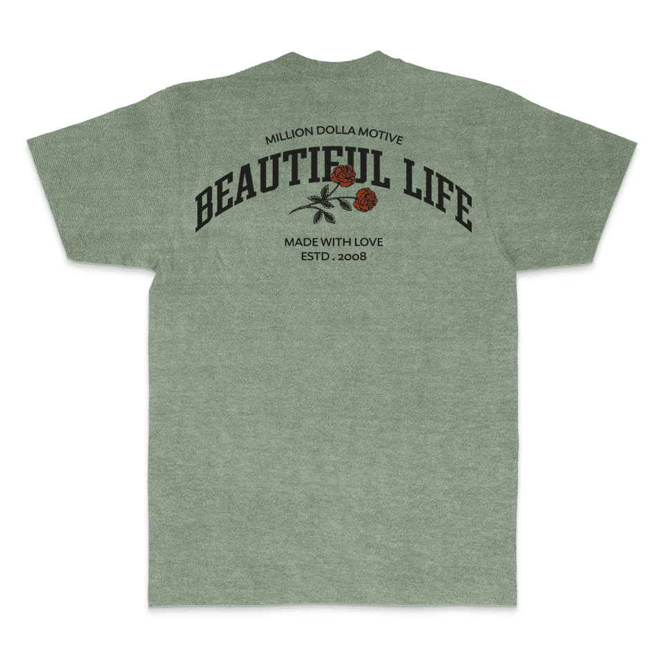 Beautiful Life - Olive Vintage Dye T-Shirt