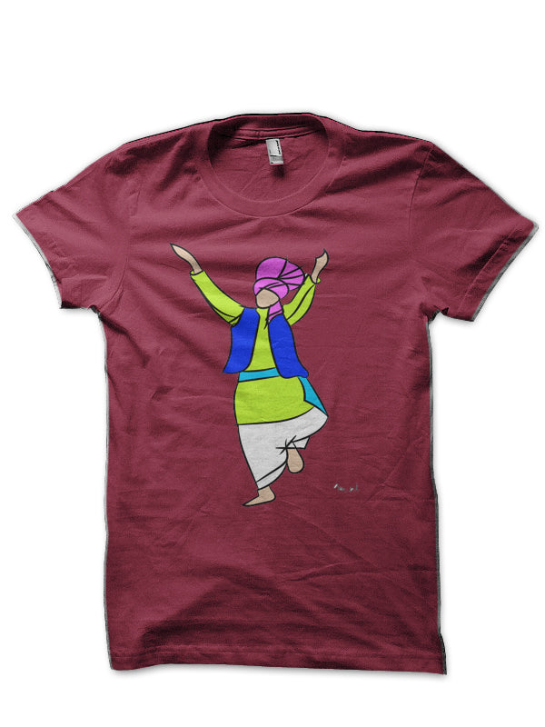 Bhangra Dancer Green Maroon T-Shirt