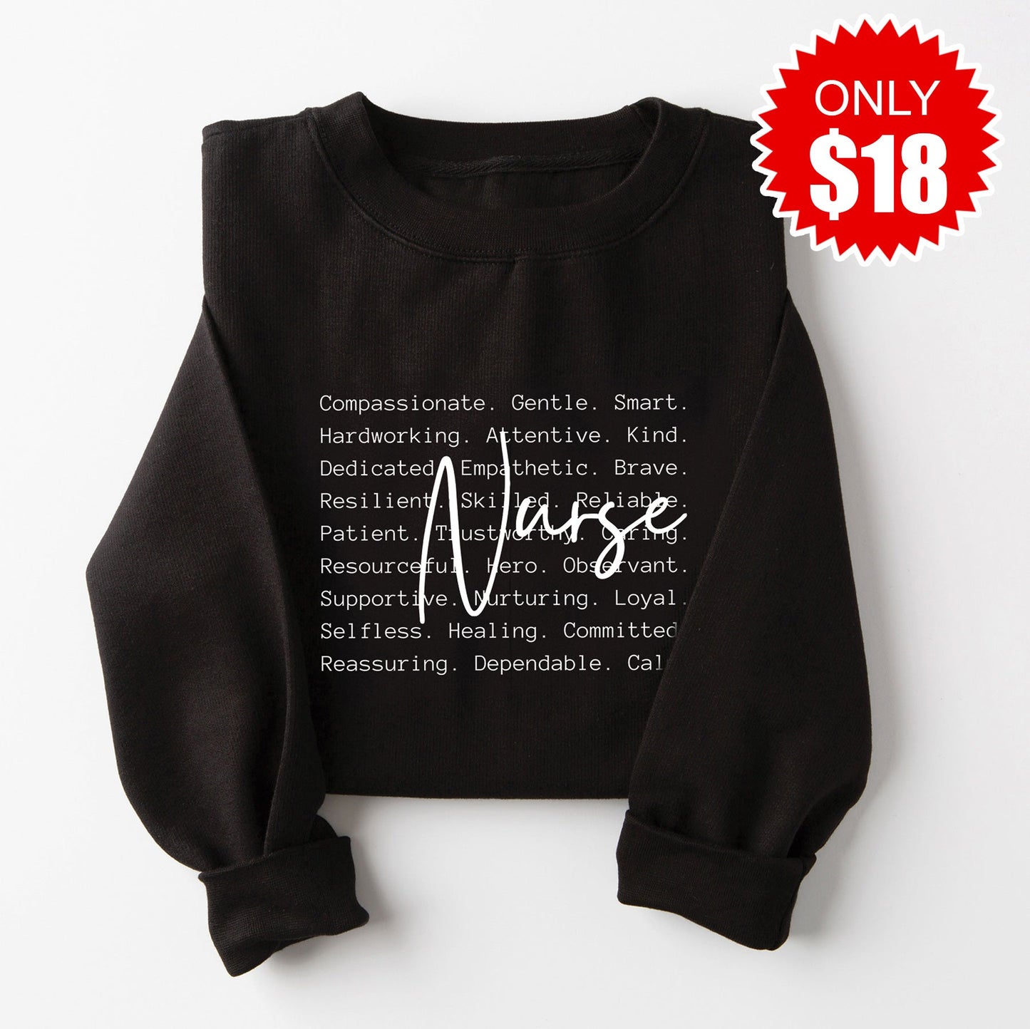 Nurse Words White Sweatshirt - Black - 18