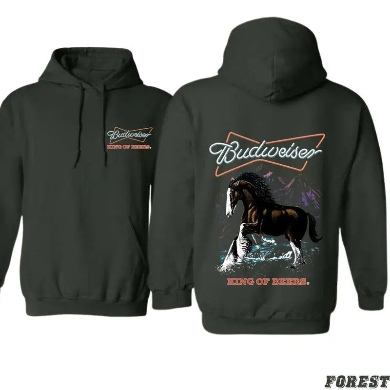 Budweiser Hoodie Clydesdale Horse King of Beers Graphic Unisex Design Perfect for Beer Lovers Cozy and Stylish for Everyday Wear, Gift For Him, Gift For Her T-shirt Sweatshirt