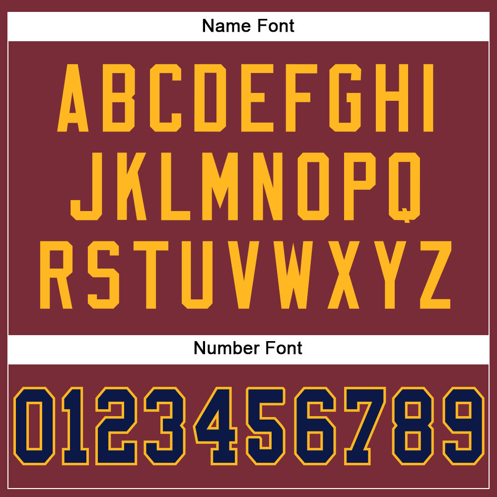 Custom Burgundy Navy-Gold Mesh Authentic Football Jersey