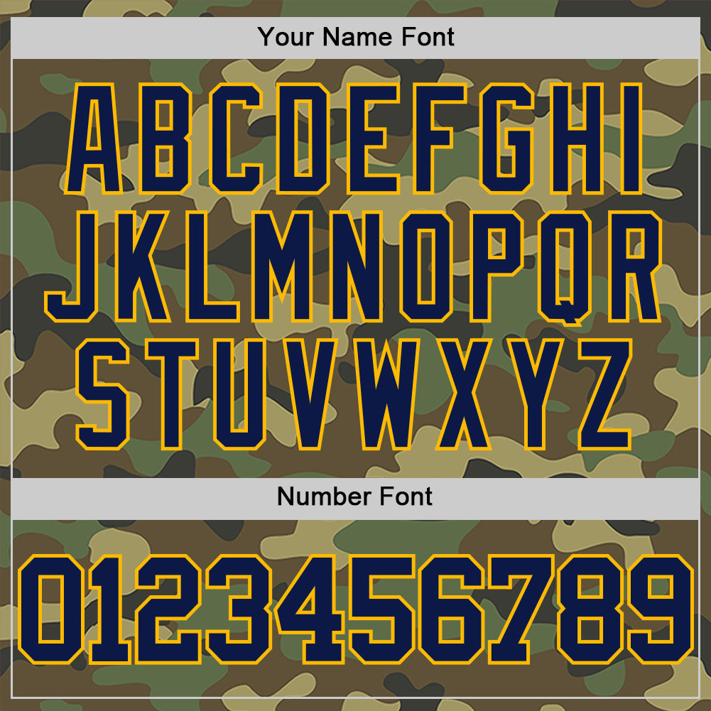Custom Camo Navy-Gold Authentic Salute To Service Basketball Jersey