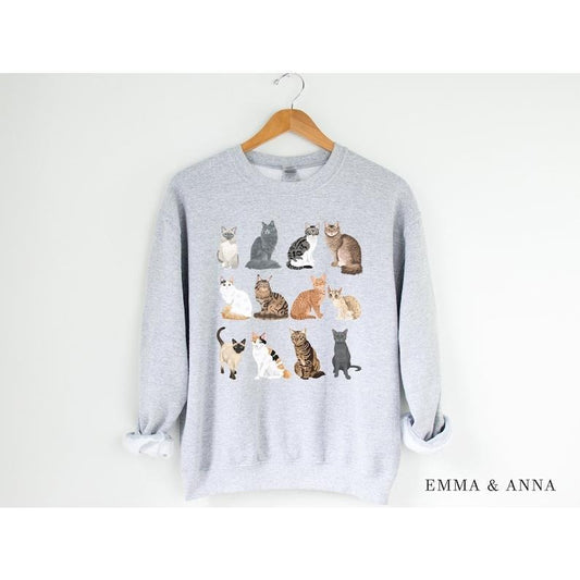 Cat Sweatshirt, Cat Sweater, Cat Crewneck Sweatshirt, Cat Shirt, Cat Mom Gift, Cat Lover Gift, Cat Mama Shirt, Cat Tee, Kitty    Hoodie and Sweater; T-shirt Cotton Menswear Man Polyester Tops Polyester Tops Underwear Pullover