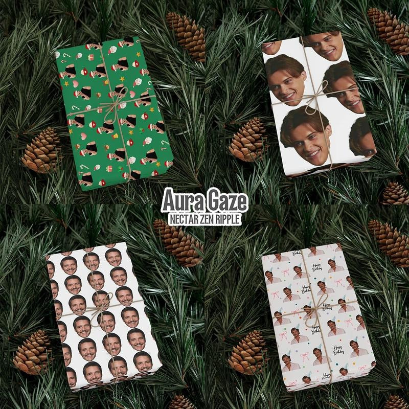 Celebrity Crush Christmas Gift Wrapping Paper, Pedro Pascal, Conrad Fisher, Sebastian Stan Wrapping Paper,... Birthday & Christmas Present Wrap