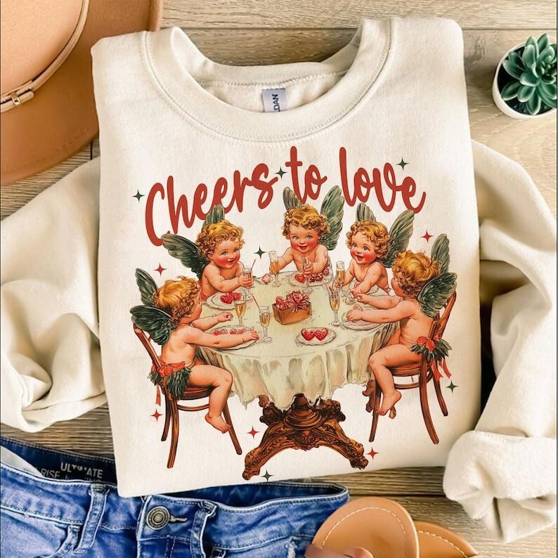 Cheers to love  Cupid's celebrating love ,Valentine's day Sweatshirts,Valentine ,Coquette,Trending ,Girly Valentine