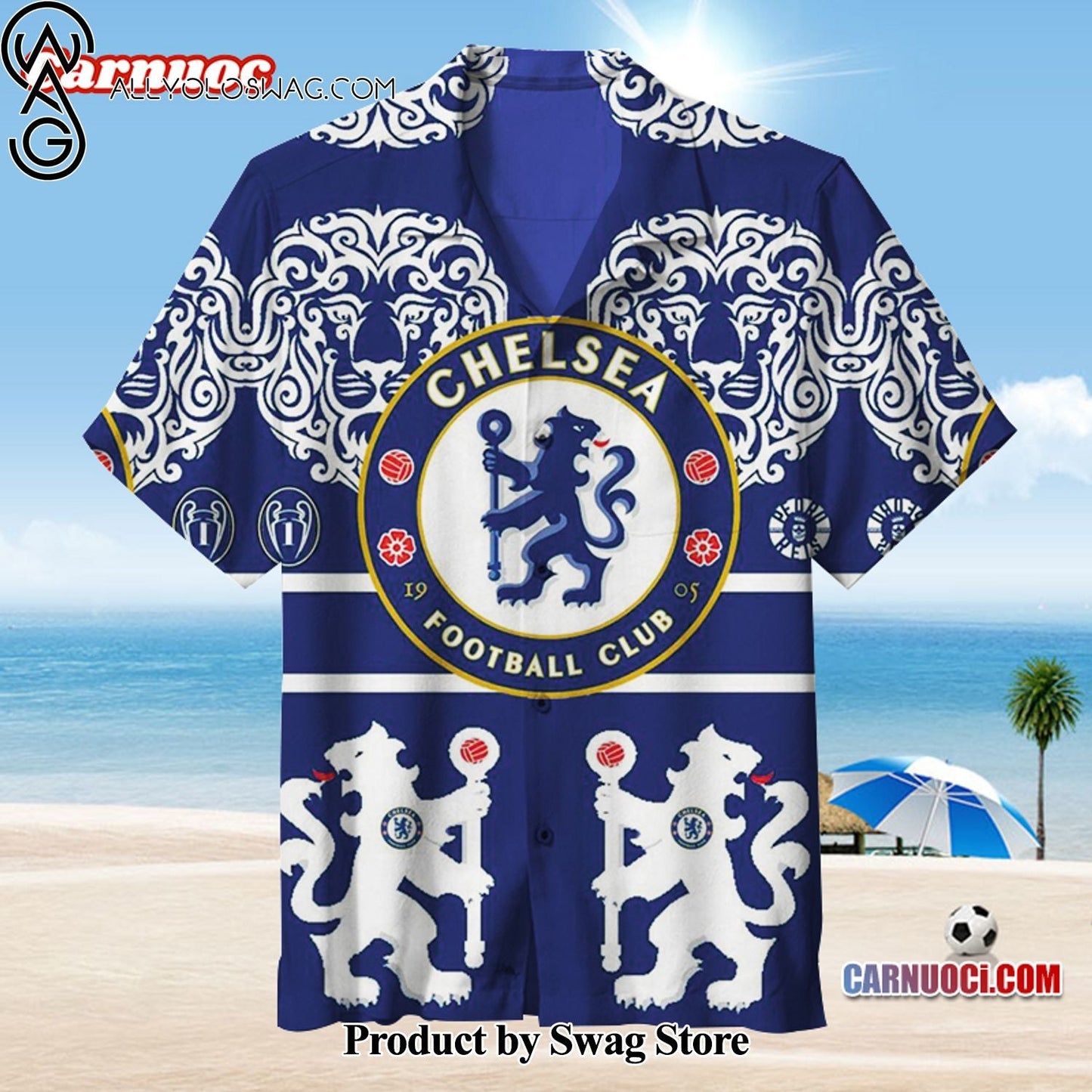 Chelsea Football Club Bold Floral Hawaiian Shirt