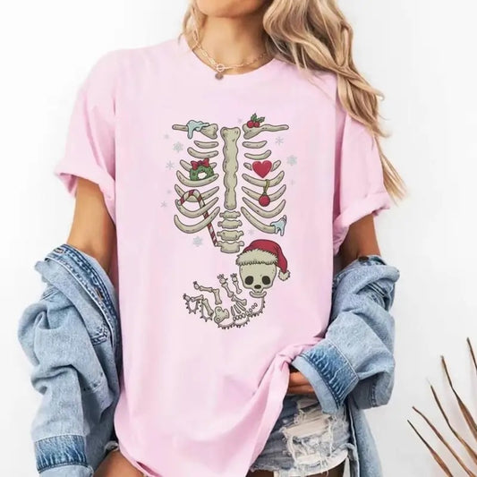 Christmas Pregnancy Announcement Shirt, Maternity Christmas Shirt, Skeleton Baby Reveal Christmas Pregnancy Shirt Mom to be