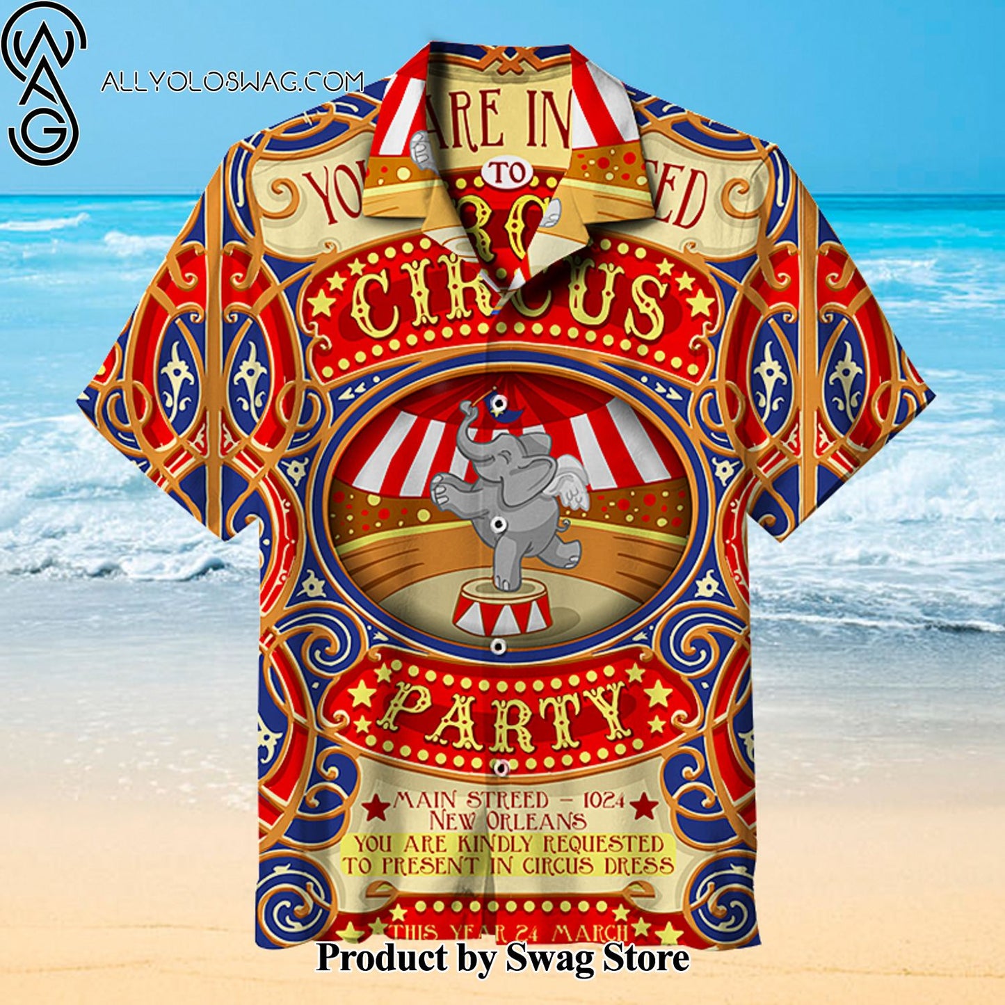 Circus Party with Elephants Designer Hawaiian Shirt