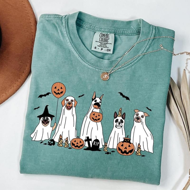 Comfort Colors Dog Halloween Shirt, Witch Dogs Halloween Shirt, Ghost Halloween Shirt, Funny Halloween Party Dogs