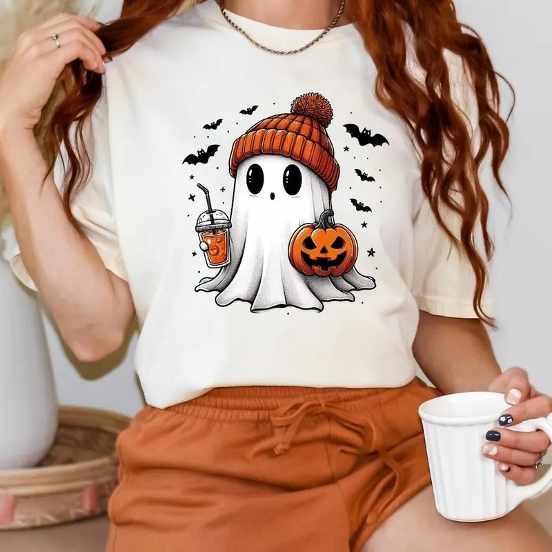 Comfort Colors Halloween Ghost Shirt, Cute Halloween Shirt, Halloween Women's Shirt, Spooky Season Shirt, Trick or Treat Shirt, Pumpkin