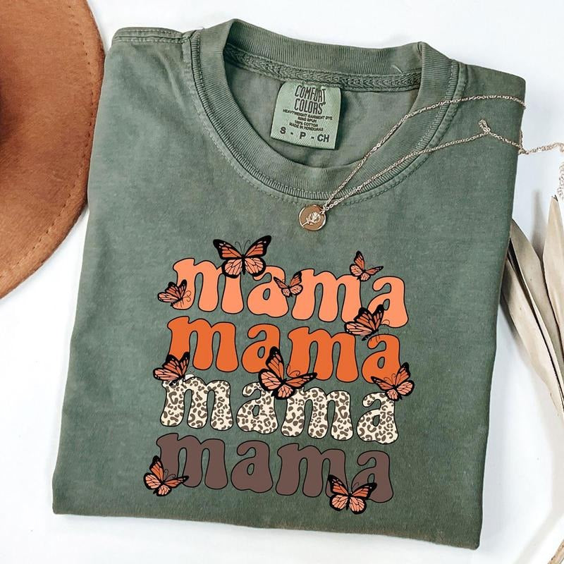 Comfort Colors Leopard Mama Shirt, Mama Butterfly T-Shirt, Mothers Day Gift, Mom Shirt, Retro Mama Shirt, Gift For Mom, Unisex T-Shirt