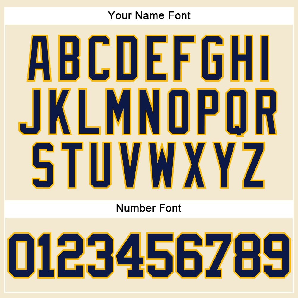 Custom Cream Navy-Gold Mesh Authentic Throwback Baseball Jersey