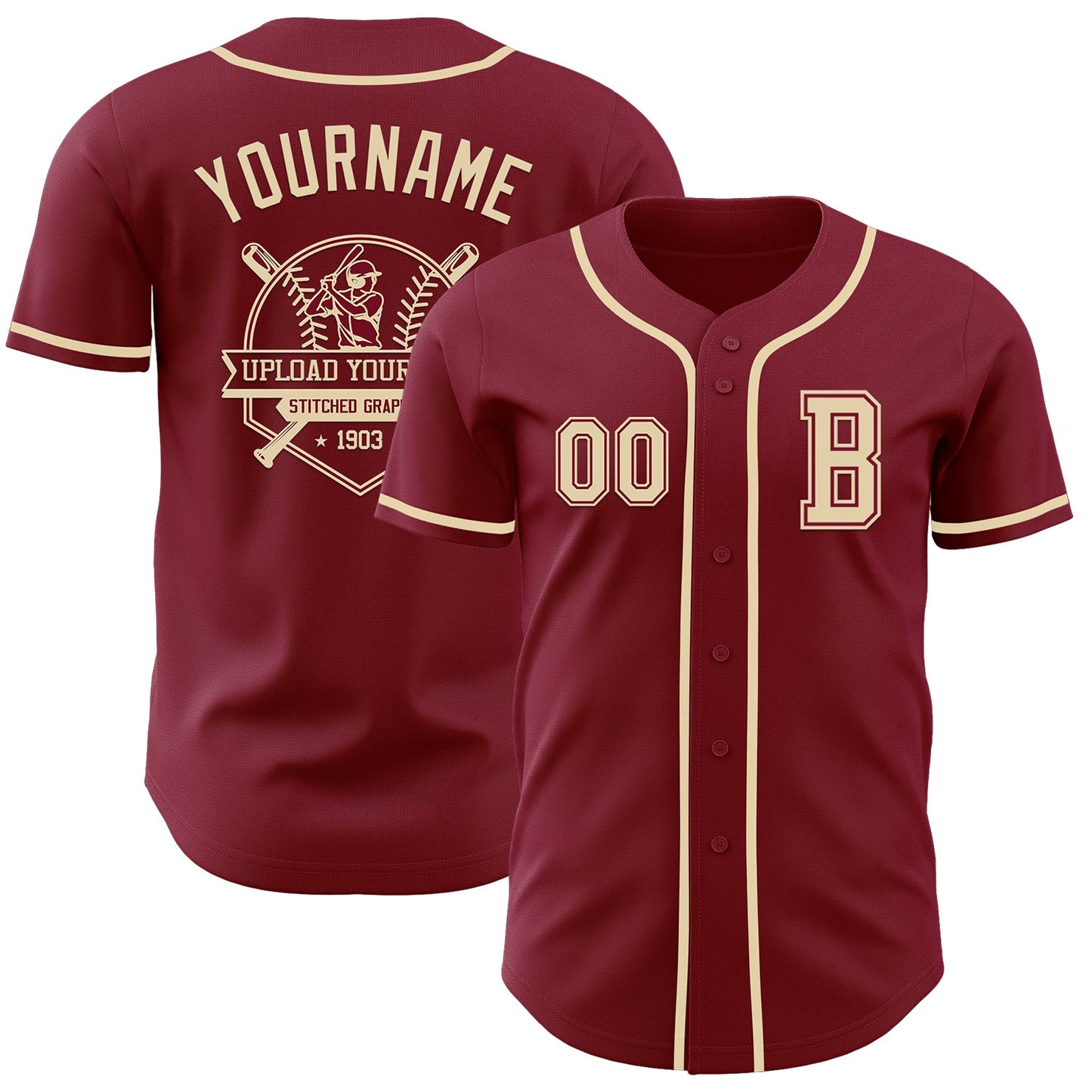 Custom Crimson Cream Authentic Baseball Jersey