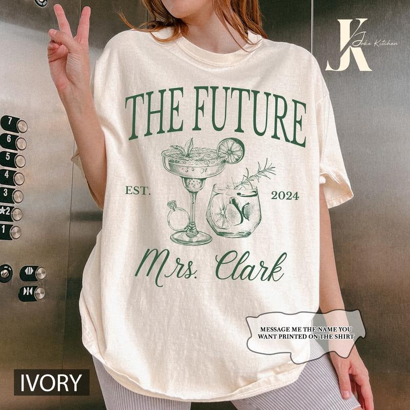 Custom Future Mrs Shirt, Personalized Bride To Be Comfort Colors Tee, Newly Engaged Gift For Her, Engagement Gift, In My Engaged Era Shirt Garment Crewneck