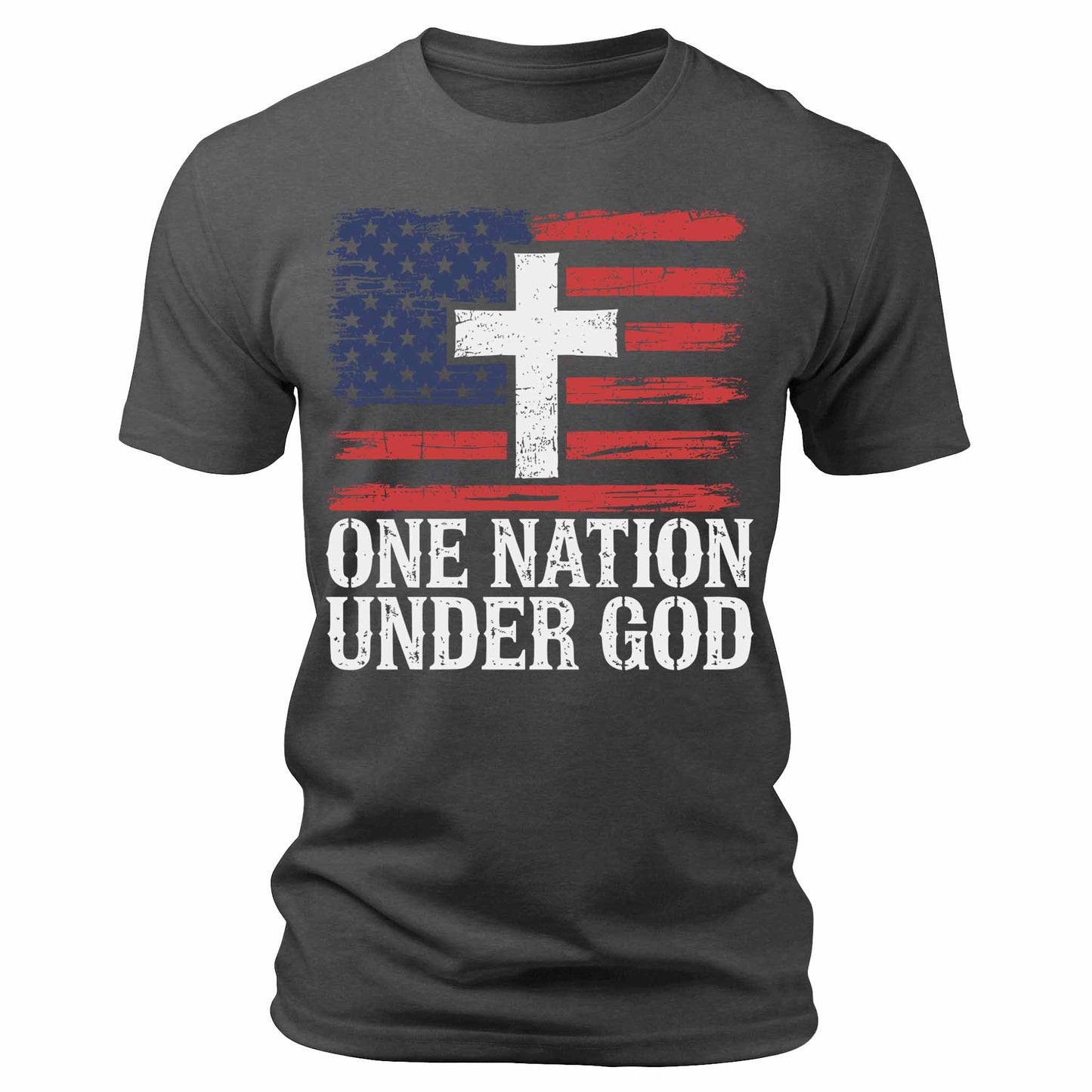 Men's One Nation Under God American Shirt USA Flag T-Shirt Patriotic Graphic Tee