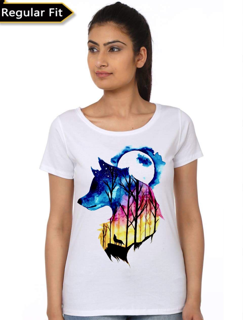Double Exposure Wolf Girls T-Shirt
