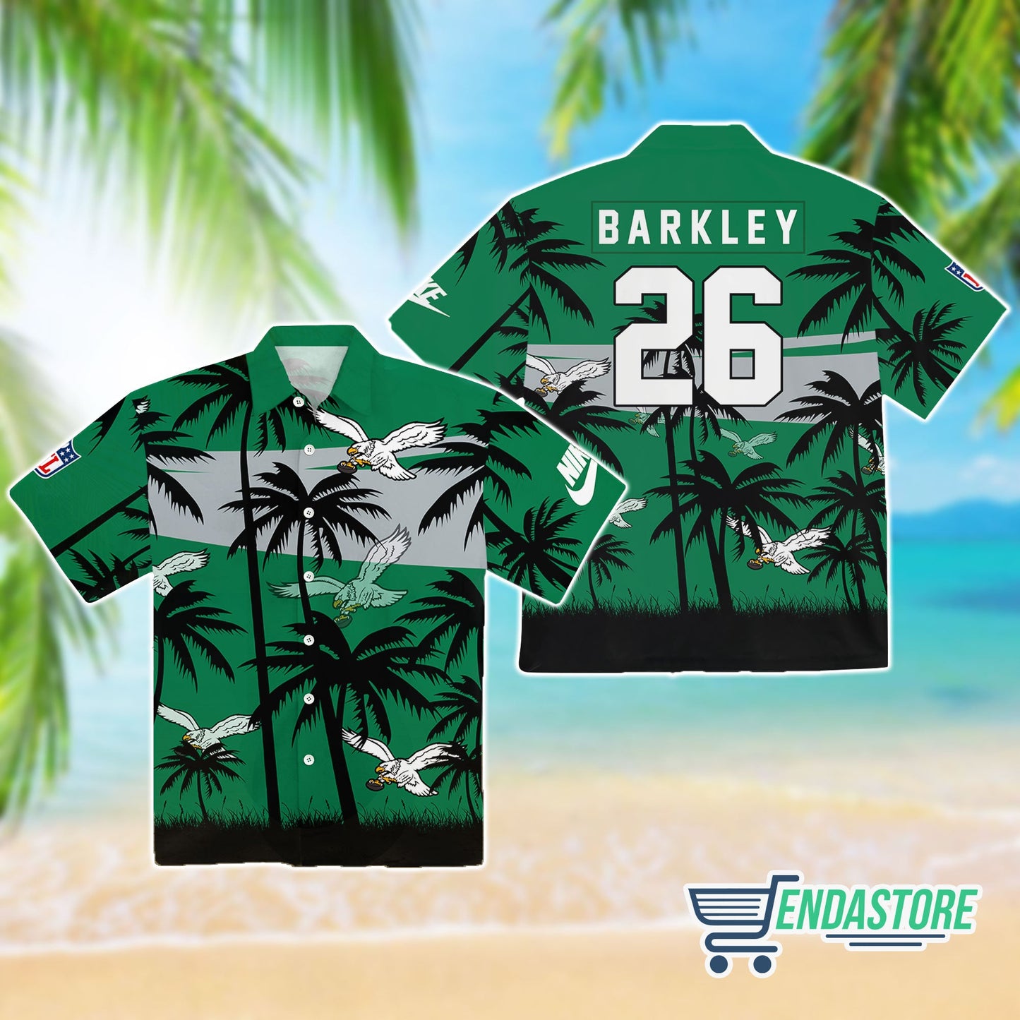 Eagles Saquon Barkley Kelly Green Hawaiian Shirt
