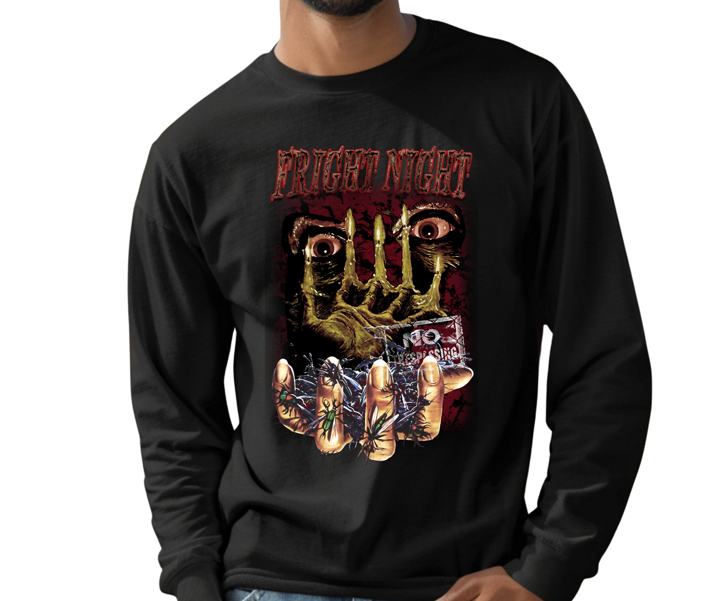 Fright Night Long Sleeve T-Shirt – Vintage Horror Graphic Shirt, 80s Vampire Movie Streetwear