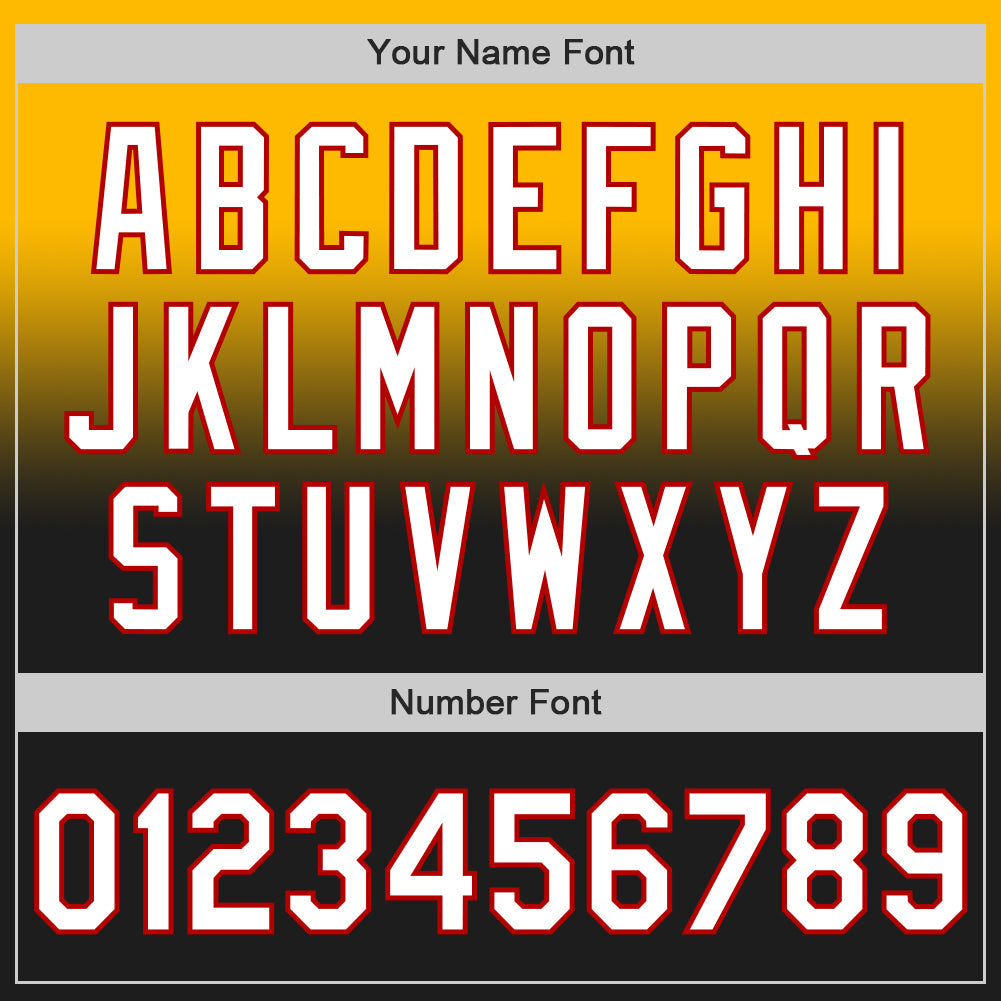 Custom Gold Black-Red Authentic Fade Fashion Baseball Jersey