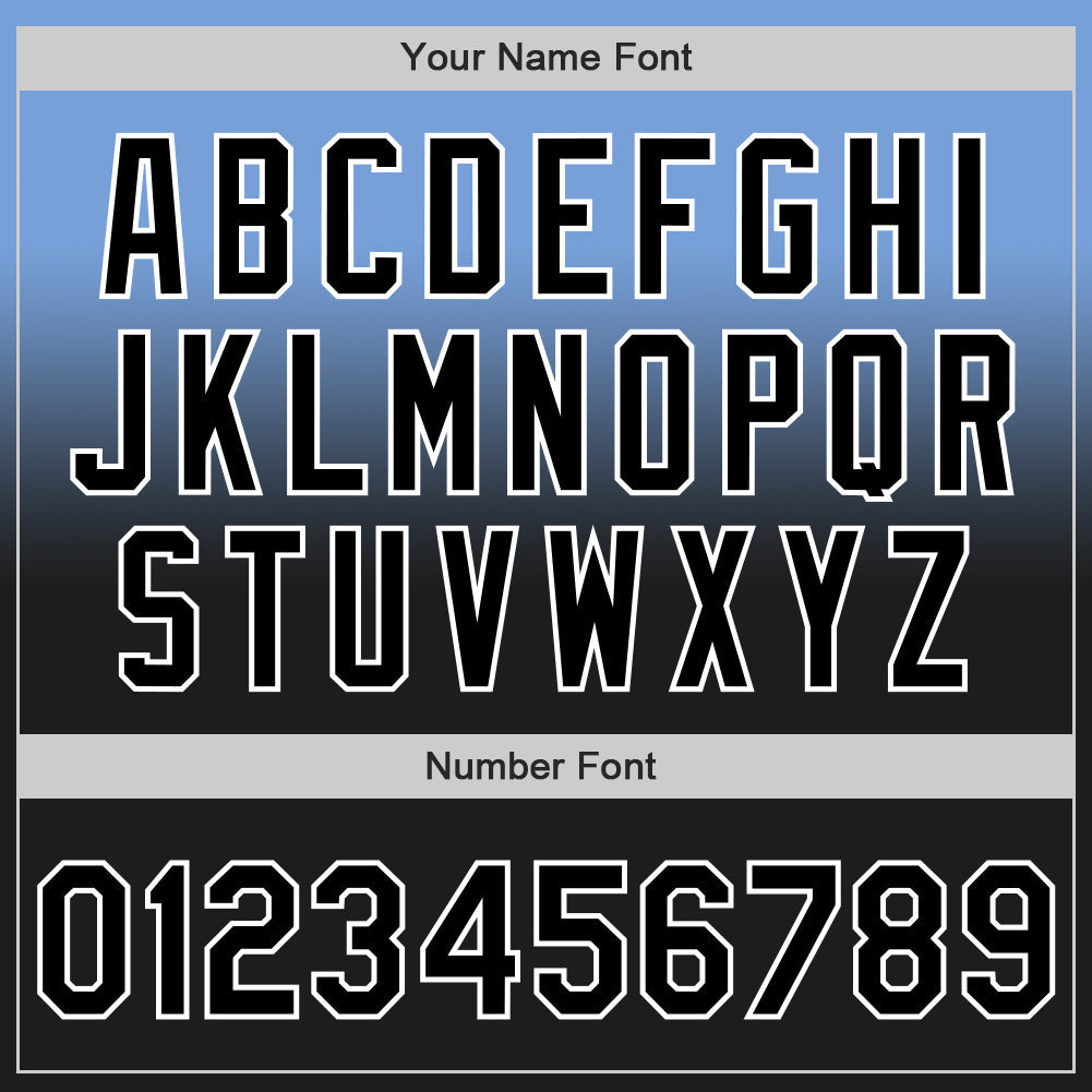 Custom Light Blue Black-White Authentic Fade Fashion Baseball Jersey