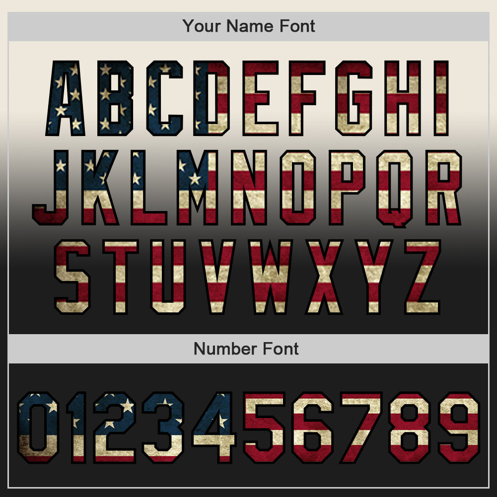 Custom Cream Vintage USA Flag-Black Authentic Fade Fashion Baseball Jersey