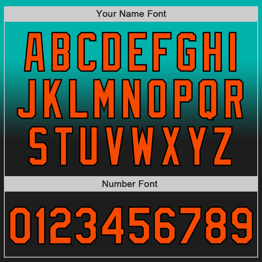 Custom Aqua Orange-Black Authentic Fade Fashion Baseball Jersey