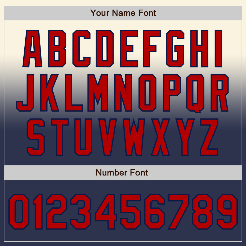 Custom Cream Red-Navy Authentic Fade Fashion Baseball Jersey