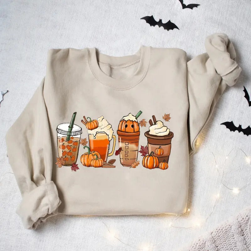 Fall Coffee Sweatshirt, Autumn Fall Sweatshirt, Coffee Lover Shirt, Coffee Latte Fall Sweater, Pumpkin Fall, Pumpin Halloween Shirt, Pumpkin Season, Thanksgiving Pumpkin Latte Drink Cup, Pumpkin Spice Shirt, Fall Thanksgiving Gift