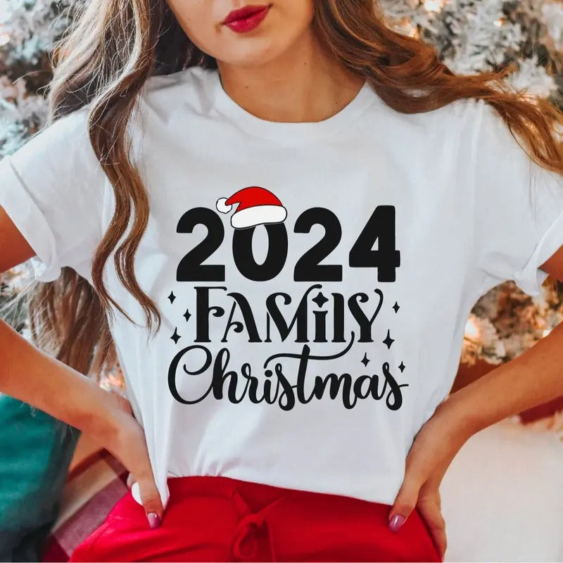 Family Christmas 2024 T-Shirt, Family Christmas Santa Shirt, Matching Family Christmas Tee, Xmas Family Gifts Tee, Christmas Party Short Sleeve.