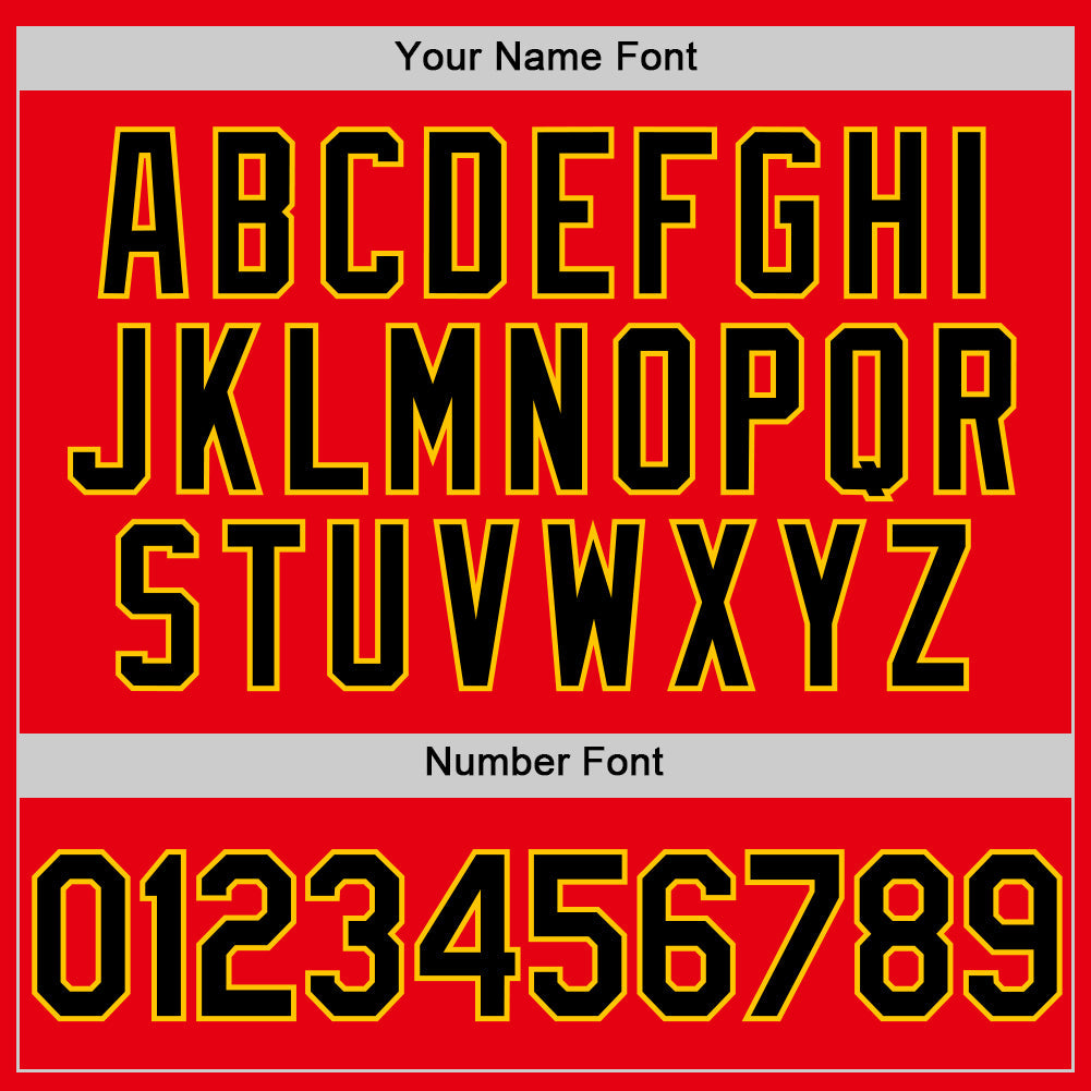 Custom Fire Red Black-Yellow Authentic Baseball Jersey