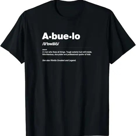 Funny Grandpa Shirt, Gift For Grandfather, Funny Dictionary Definition Grandpa Abuelo T-Shirt Menswear Casual Cotton Top