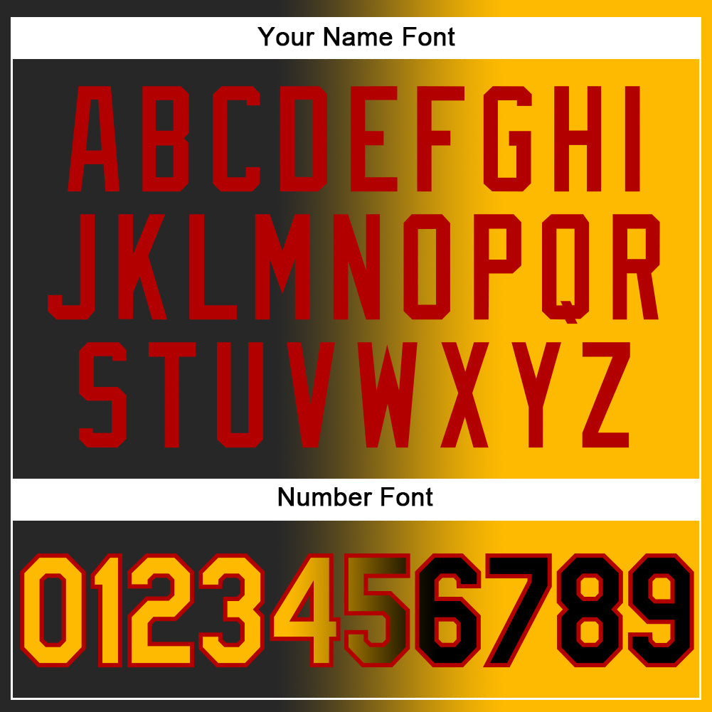 Custom Black Gold-Red Authentic Gradient Fashion Baseball Jersey