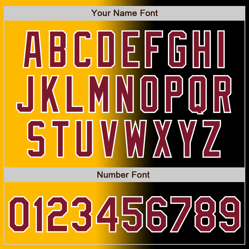 Custom Black Crimson Gold-White Authentic Gradient Fashion Baseball Jersey