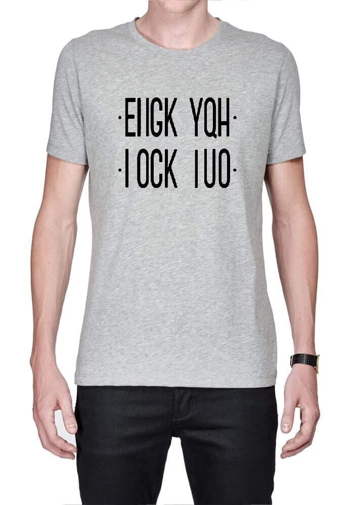 EIIGK YQH I OCK IUO (Fuck You) Grey Tshirt