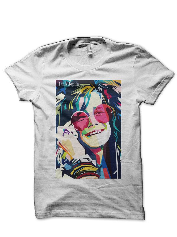 Janis Joplin White T-Shirt Style002
