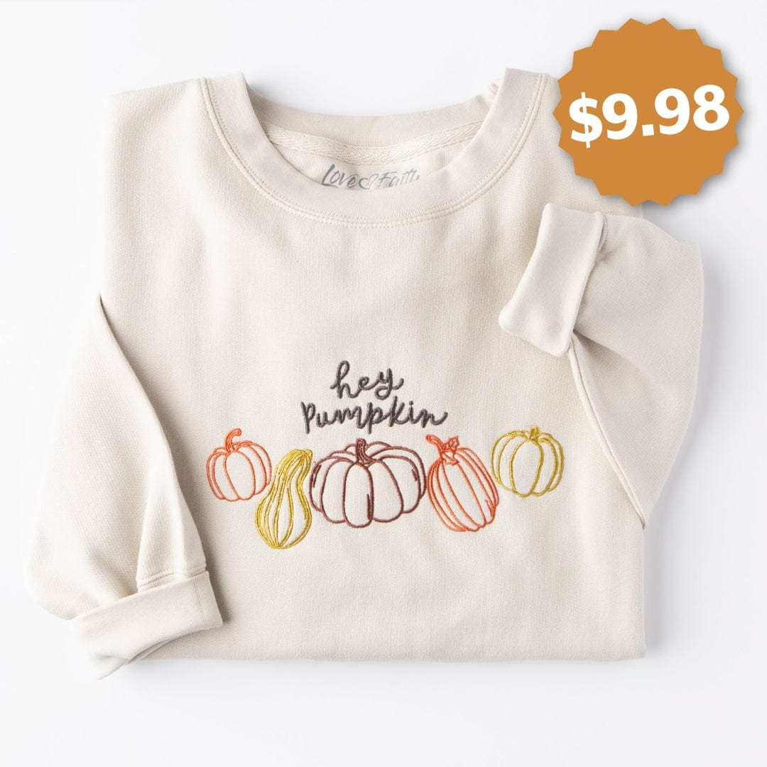 Embroidered Hey Pumpkin Sweatshirt - 9.98