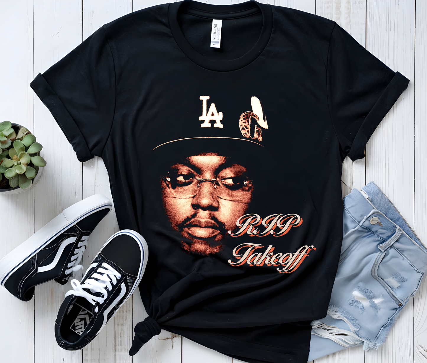 Takeoff Graphic T-Shirt – RIP Tribute Tee – Vintage Hip Hop Rap Shirt – Rare Music Fan T-Shirt
