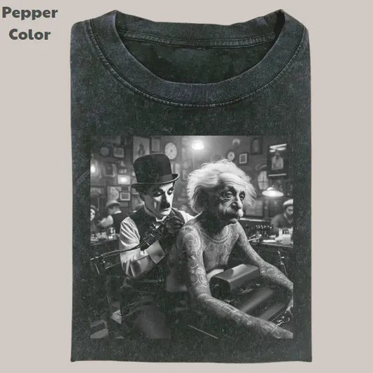 Retro Funny Vintage Graphic Tee, Albert Einstein Tattoo T-Shirt, Unisex Meme Cringe Funny Dumb Shirt, Menswear Womenswear Streetwear