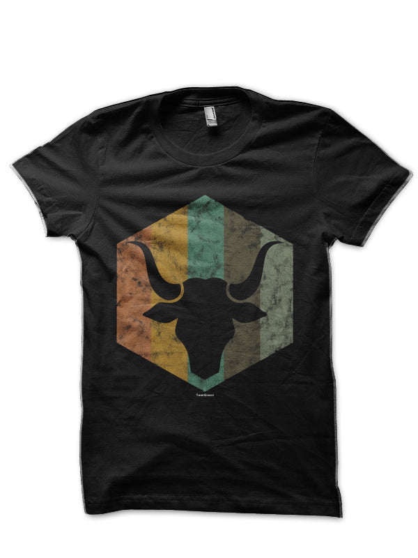 Bull Retro Black Half Sleeve T-Shirt