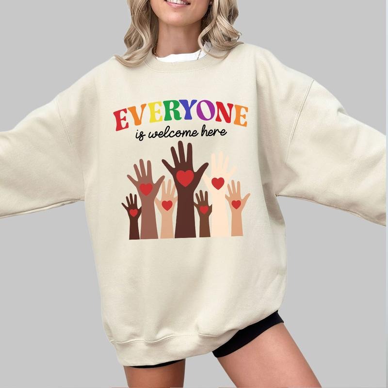 Teacher TShirt for Her, Everyone is Welcome Here Shirt for Teacher, Inclusion and Equality, Gift For Teacher, School Shirt for Women, New Teacher Gifts, Teacher Appreciation, Teacher Life Teestyle{n002}2