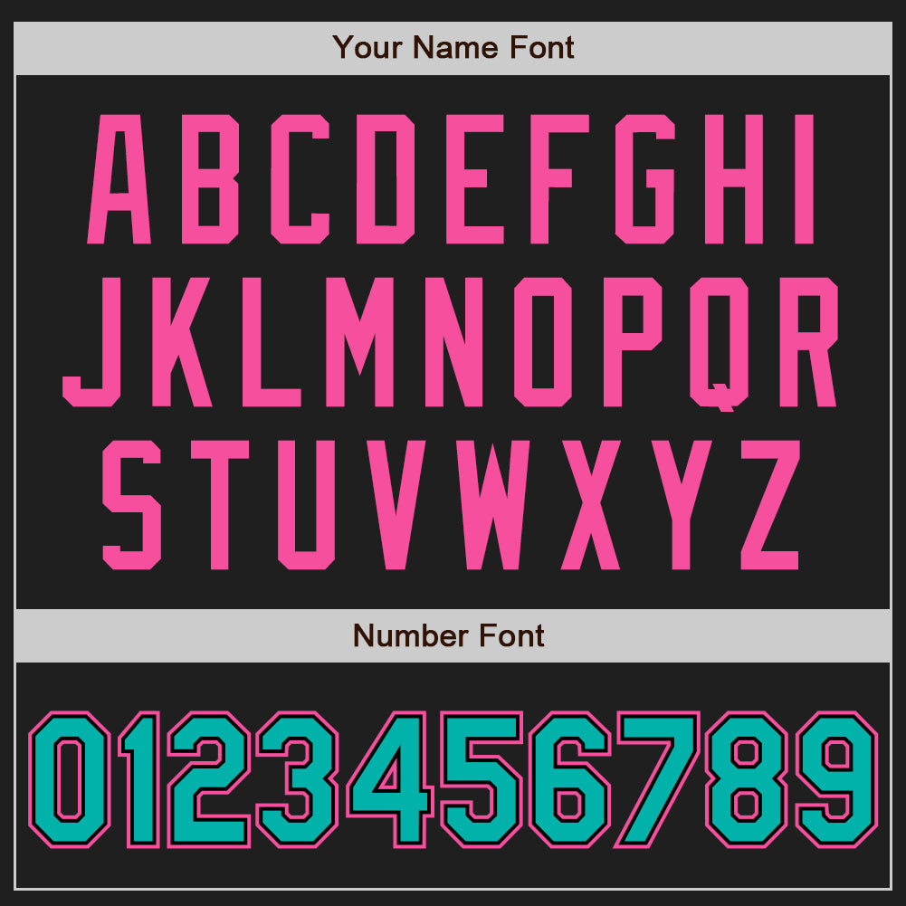 Custom Black Aqua Pinstripe Pink Authentic Two Tone Baseball Jersey